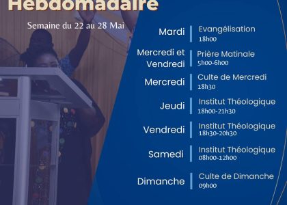 programme hebdomadaire de l'église de la grande grâce